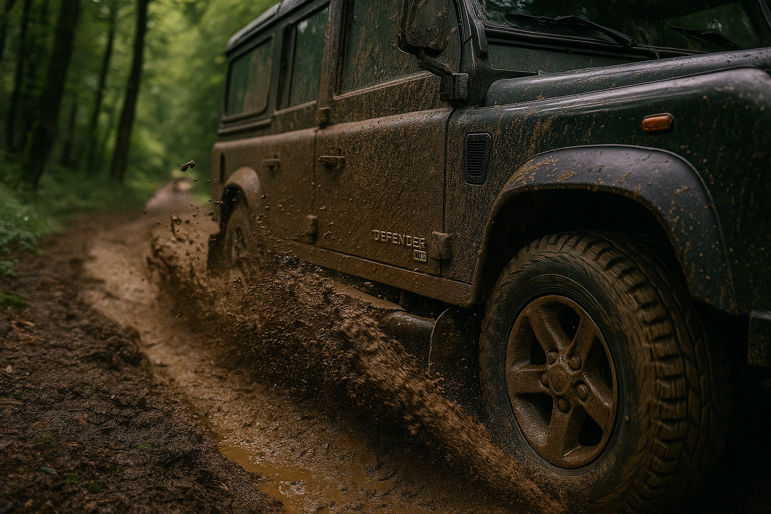 Land Rover on green lane